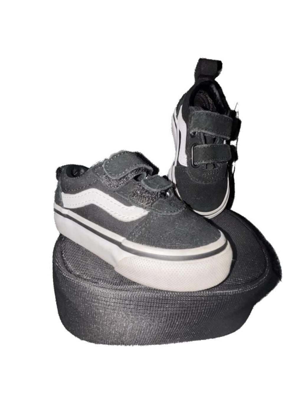 Vans Old Skool V Toddler Black White Hook and Loop Sneakers Size 4.0